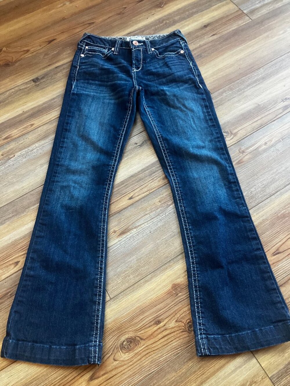 Ariat Girls Denim Jeans Size 16 Mid Rise Boot Cut Western Medium Wash